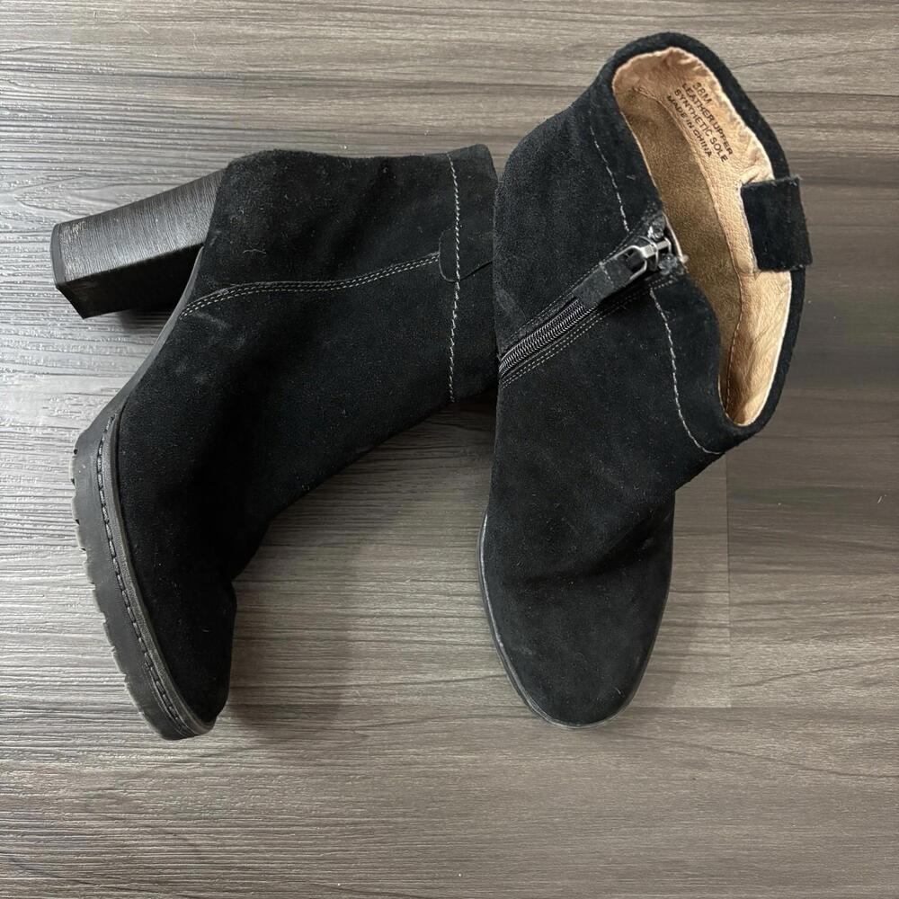 Biala Boots Womens 38 M Kelsey Ankle Booties Heels Side Zipper Black Leather